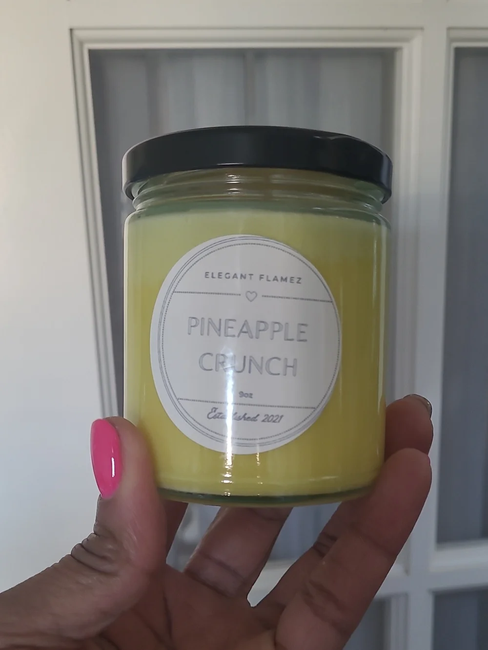 Elegant Flamez Pineapple Crunch Jar Candle - Yellow
